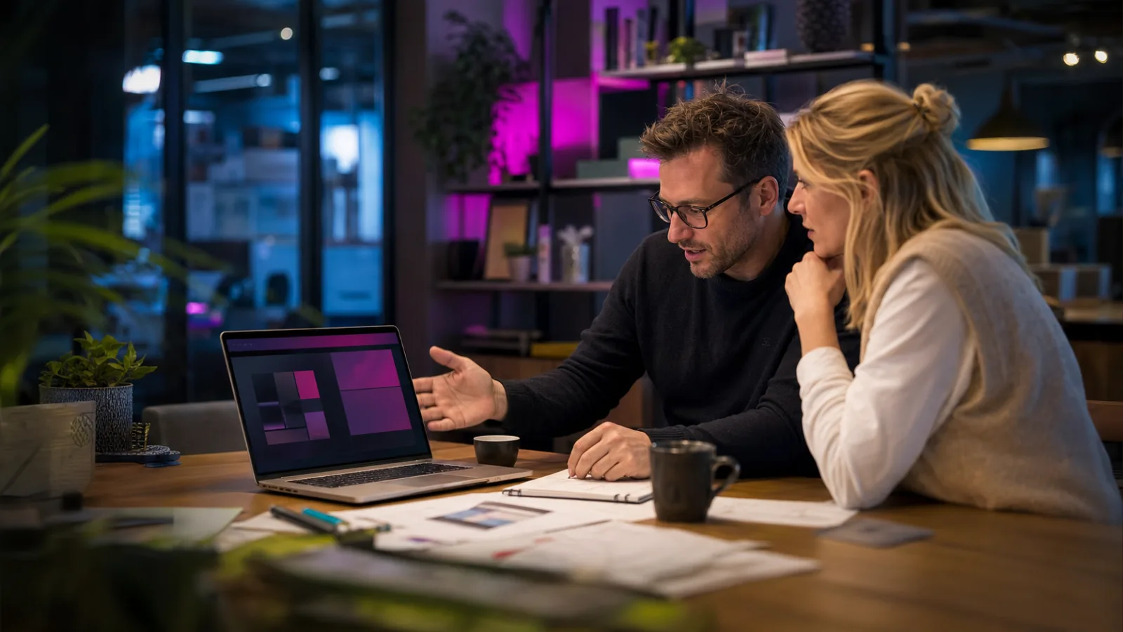 ROTZ engineer en ondernemer beoordelen samen een uniek custom websiteconcept zonder template.