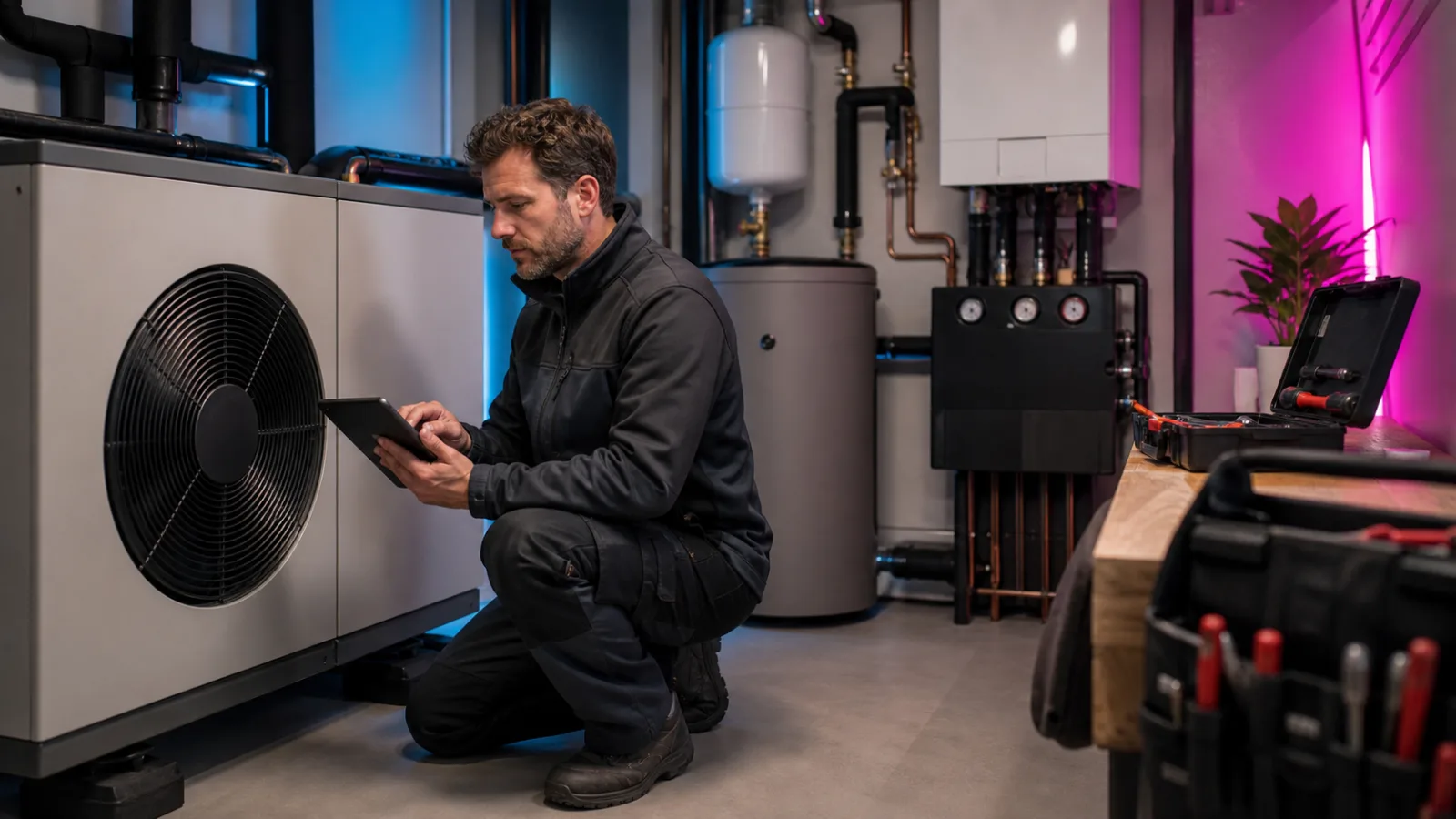Installatietechnicus werkt aan een moderne technische installatie.
